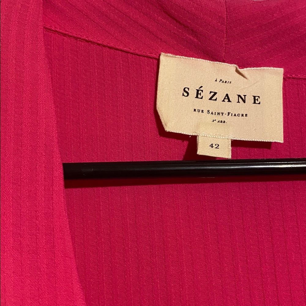 Sezane Hot Pink Wrap Blouse - Picture 7 of 9